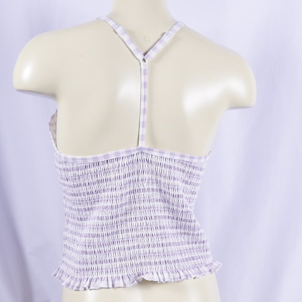 SO Purple Gingham High Neck Tank Top Juniors Large NWT - Picture 5 of 6